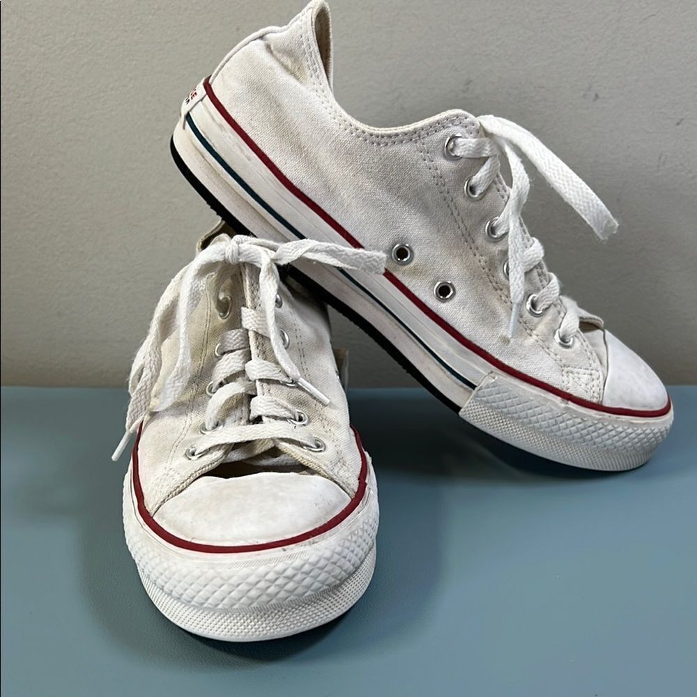 Classic White Converse Sneakers Junior 5 Women’s 6.5 Slightly Platform